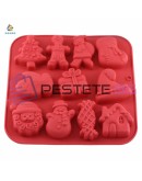 Силиконова форма за коледни сладки молд с 11 фигури